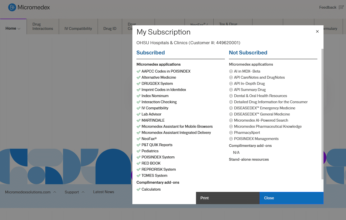 Micromedex subscription دسترسی های میکرومدکس