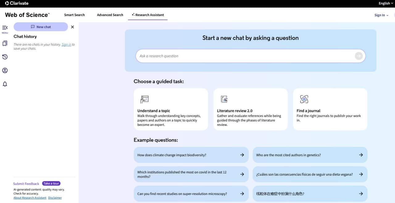 Web of Science AI Research Assistant